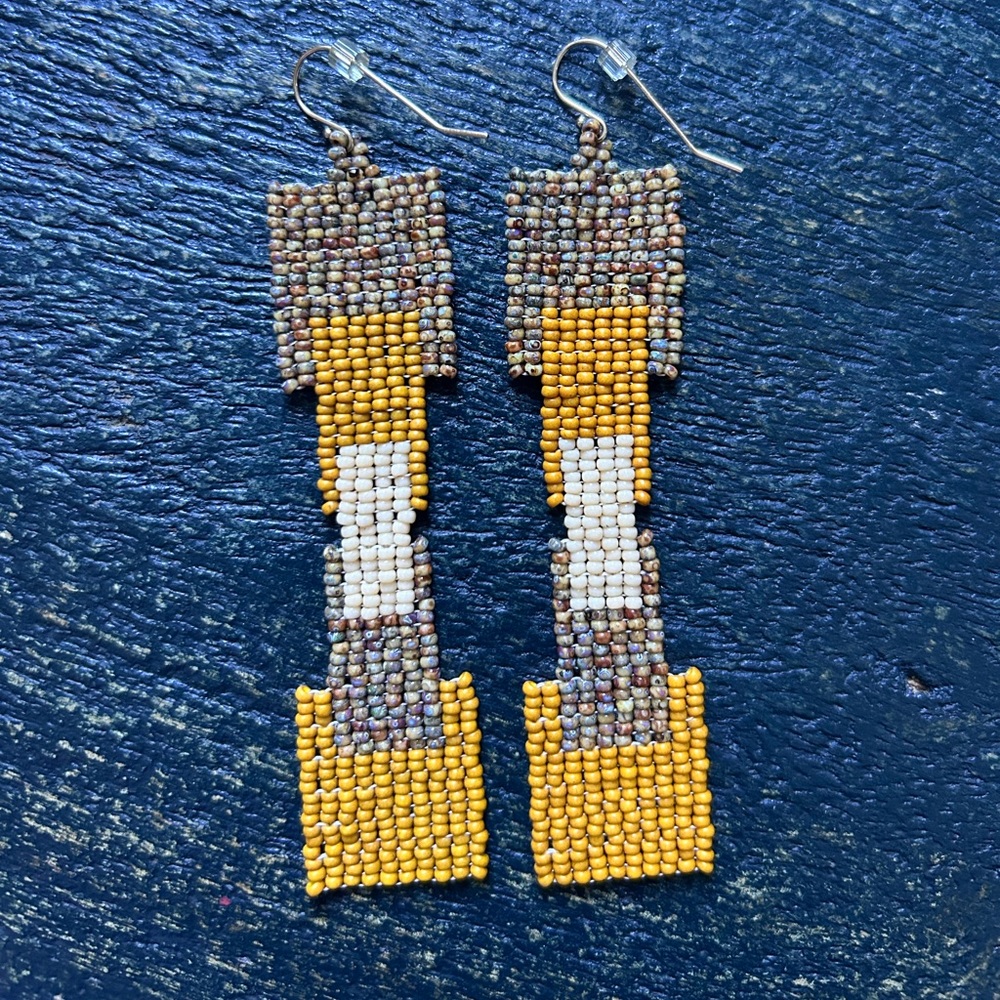 Handmade beaded earrings -yellow